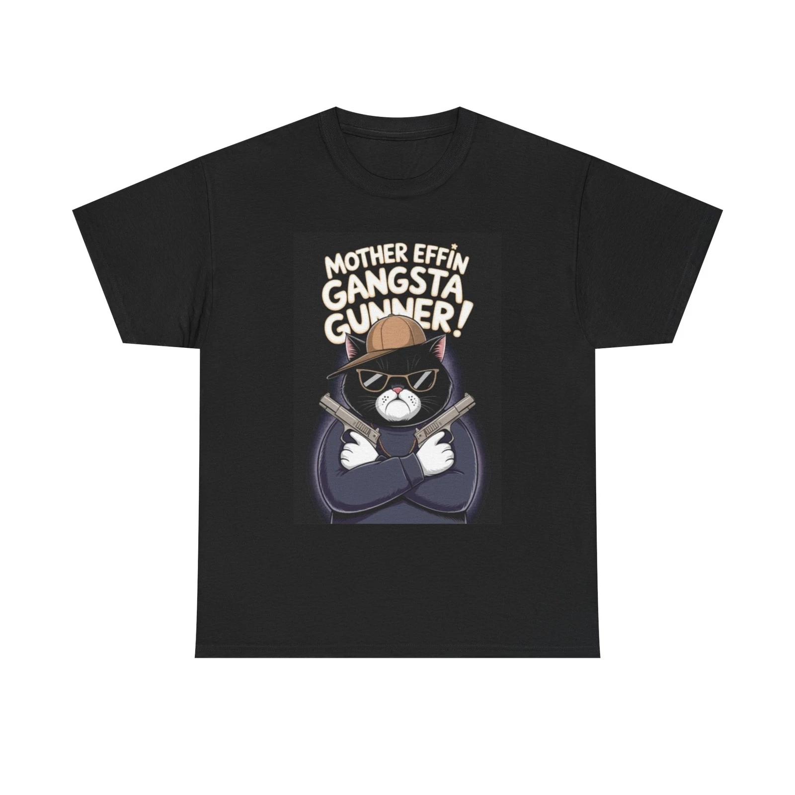 Men s and Women s T-shirts Gangsta Kitty Funny Graphic XS