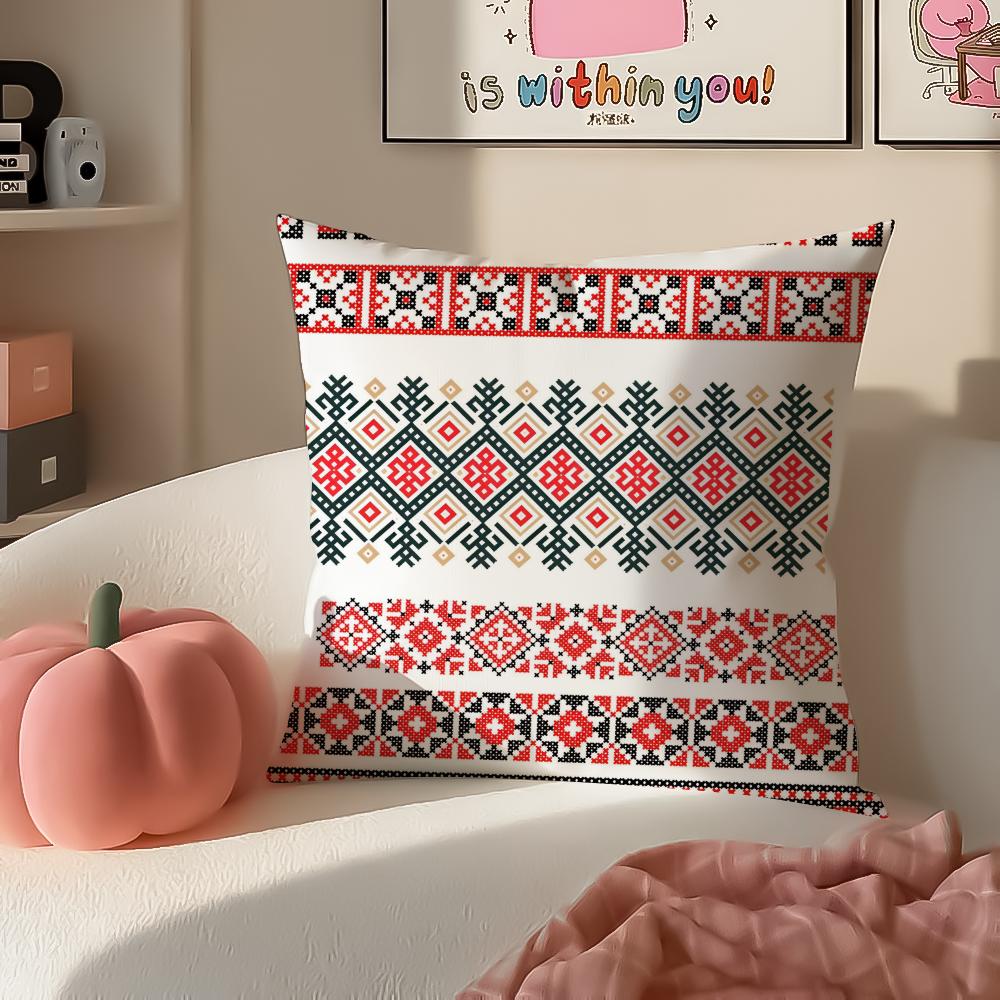 Retro Art Pattern RRussian shading Cushion Cover Pillowcase Short Plush Invisible zipper Room Sofa Cushion Cover