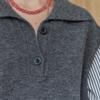Maxza Stripe Shirt Layered High Neck Knit