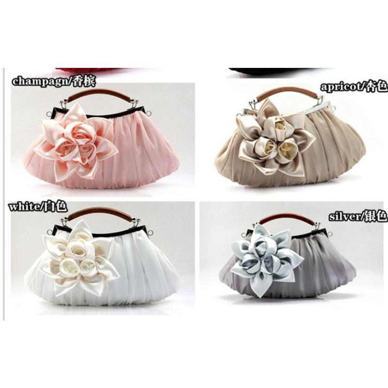 Princess Sweet Satin Flower Banquet Bag Tote Bag Bridal Bag Dress Bag Cheongsam Women's Bag Hand Bag