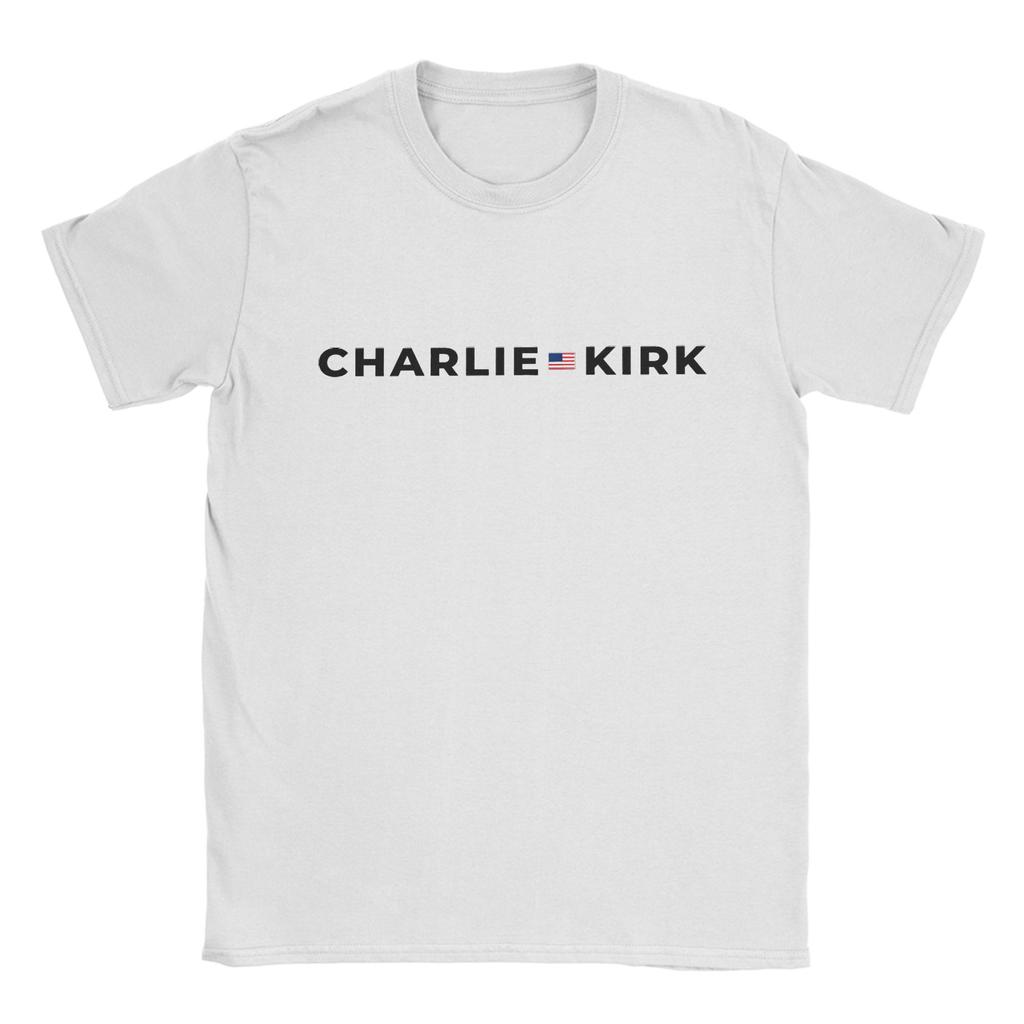 Casual Charlie Kirk Logo T-Shirts Men Round Collar Cotton T Shirt  Short Sleeve Tees Big Size Clothing