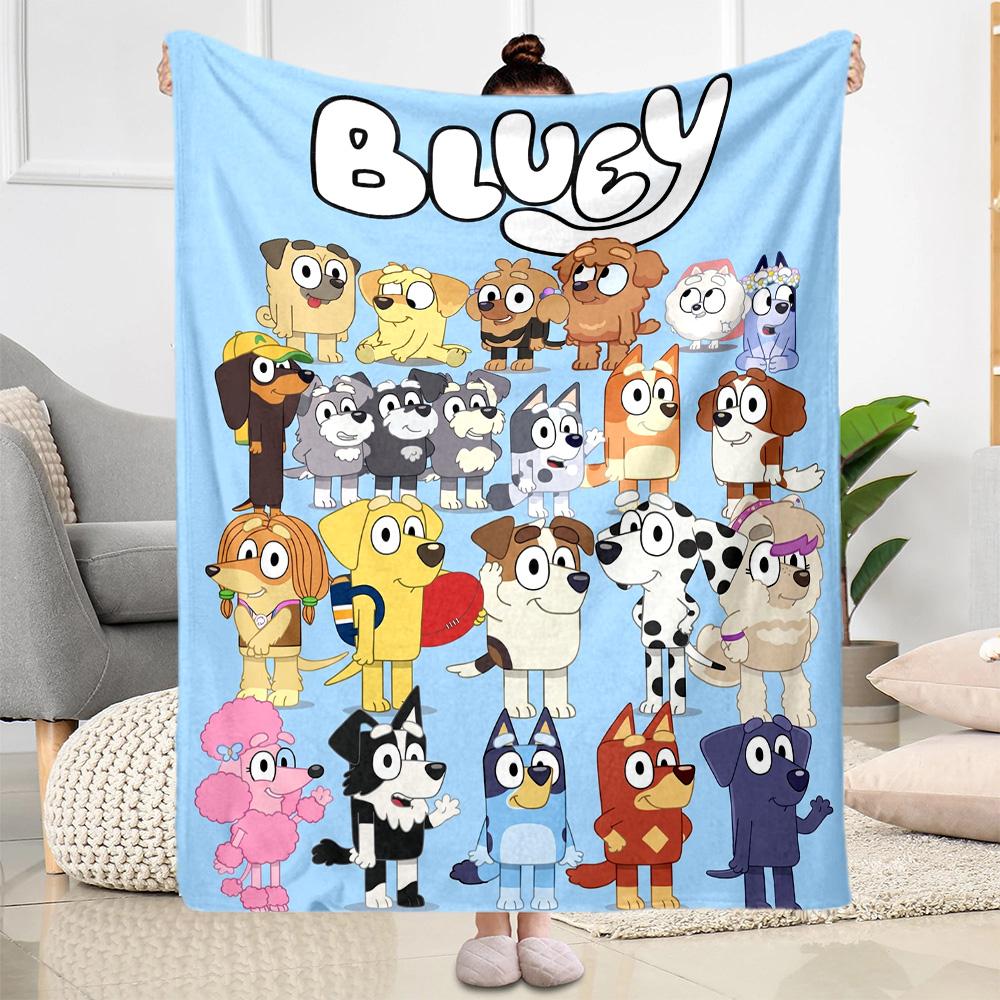 Bluey's Blue Fun Blanket Soft Warm Cozy Perfect for Office Chair Office Chair All-Season Use Stylish Decor Suitable for Gifting Relatives and Friends