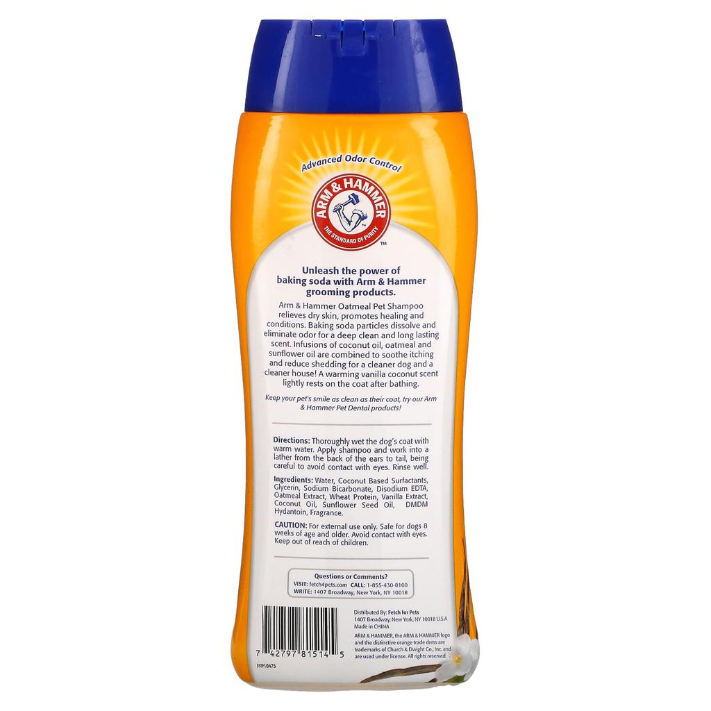 Arm & Hammer Soothing Oatmeal Shampoo for Dogs, Vanilla Coconut, 20 Fl Oz (591 Ml)