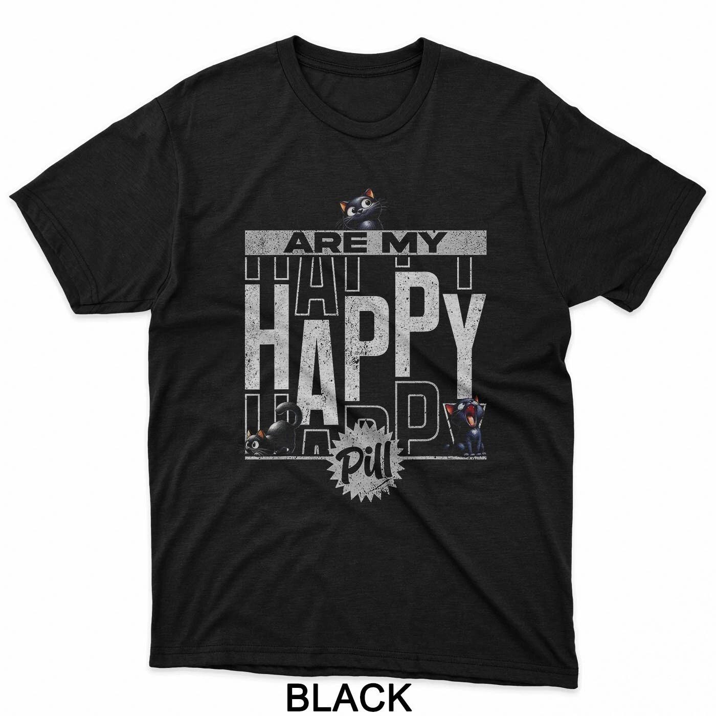 Black Cats Are My Happy Pill Cute Cats Funny Happy Pills Cat T-Shirt XL