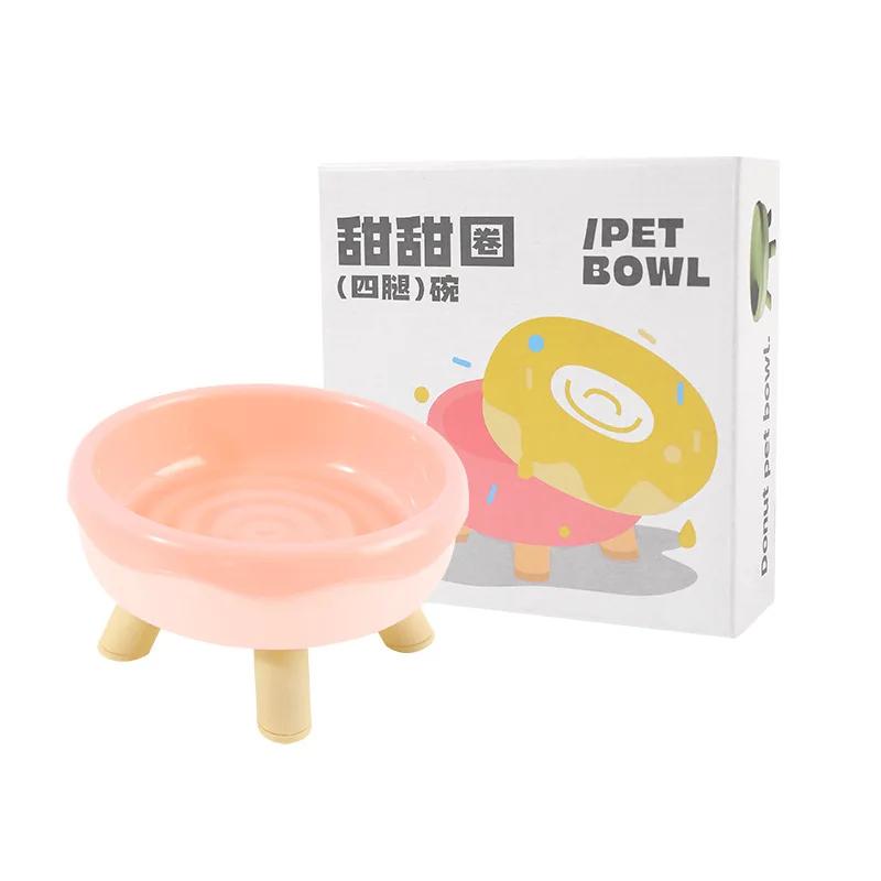 Cute Donut Pet Bowl for Cats Dogs with Four Legged Bracket Protect Cervical Vertebra Cat Feeder Dog Food Bowl Pet Supplies