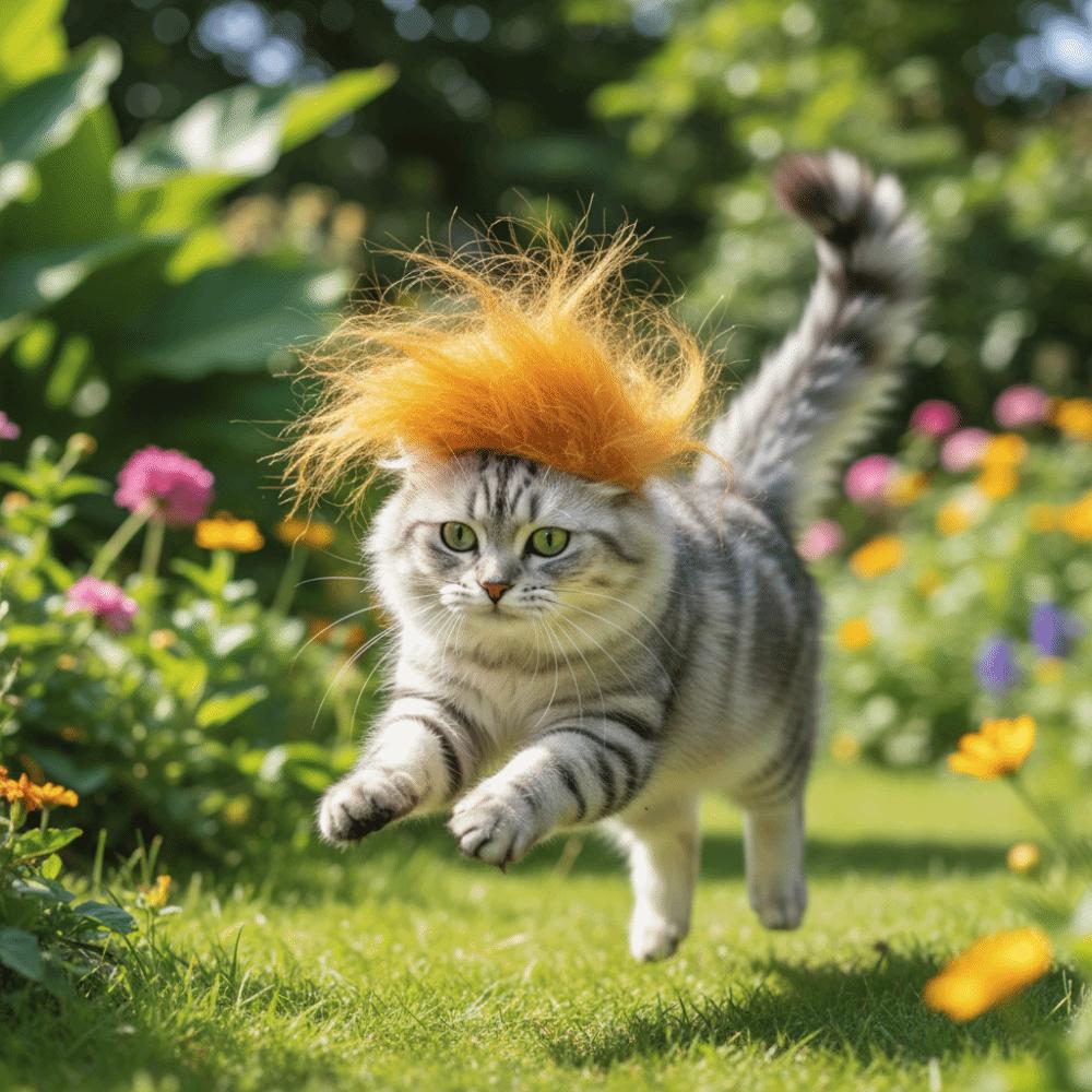 Eye-catching Cat Yellow Wig Novelty Polyester Pet Cosplay Hat DIY Trimming Adjustable Cat Funny Props Photography Props