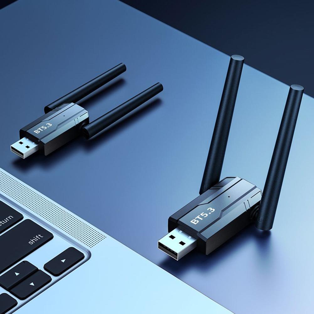 USB Wireless Dongle 3Mbps Bluetooth-Compatible 5.3 Dual Antenna Low Power Transmission for Computer Speaker Mouse