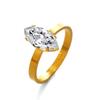 Stainless Steel Oval Round Zircon Rings for Women 18K Gold Plated Opened Rings Couple Women Waterproof Statement Jewelry Gifts