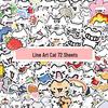 72 Cute Kitten Line Art Stickers: Cartoon Decorations for Phone Case & Laptop - Waterproof