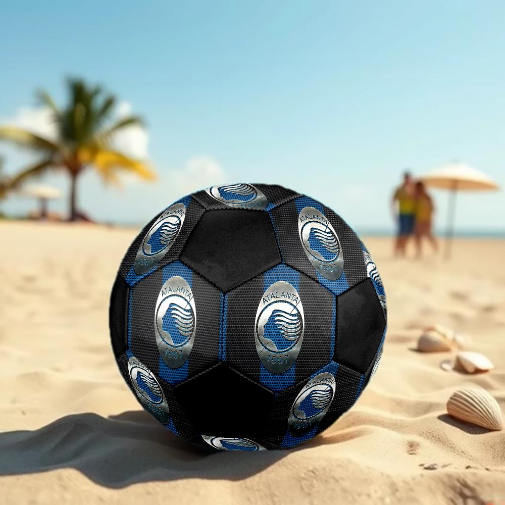 Atalanta BC logo Soccer Ball, colorful, suitable for all ages, machine-stitched, PVC material, competition grade,size5 , durable and high bounce