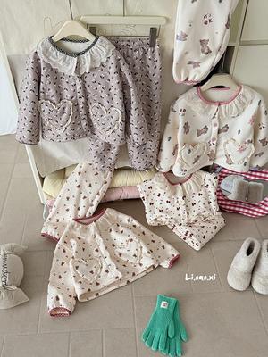 Girls' Winter Pajama Set - 2025 New Style, Fleece-Lined, Comfortable Sweet Lace Home Wear