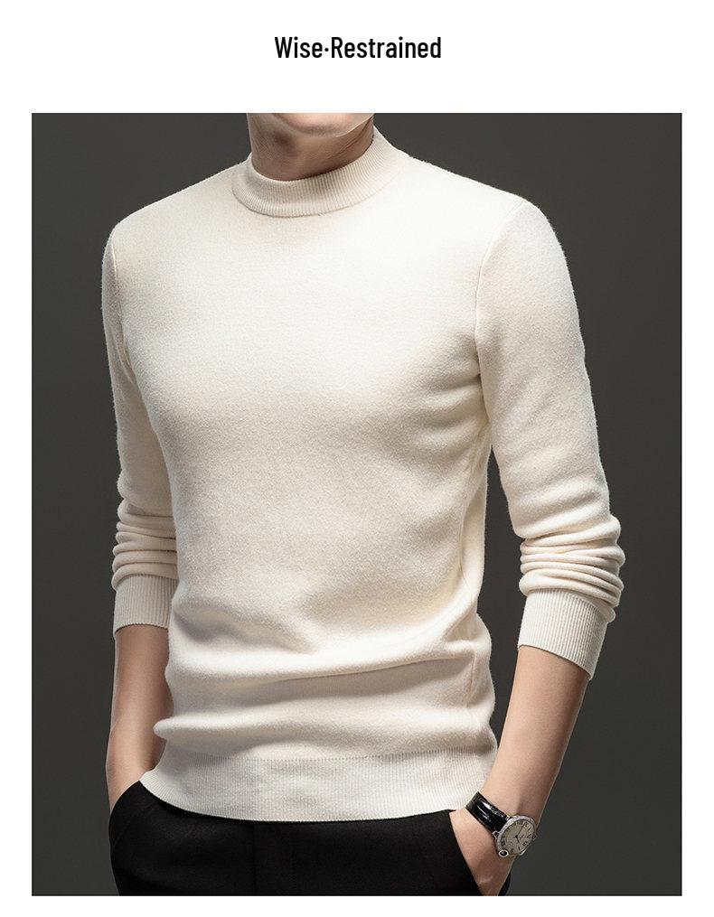Men's 2025 Autumn/Winter Knitwear: Velvet-Lined, High Collar Sweater