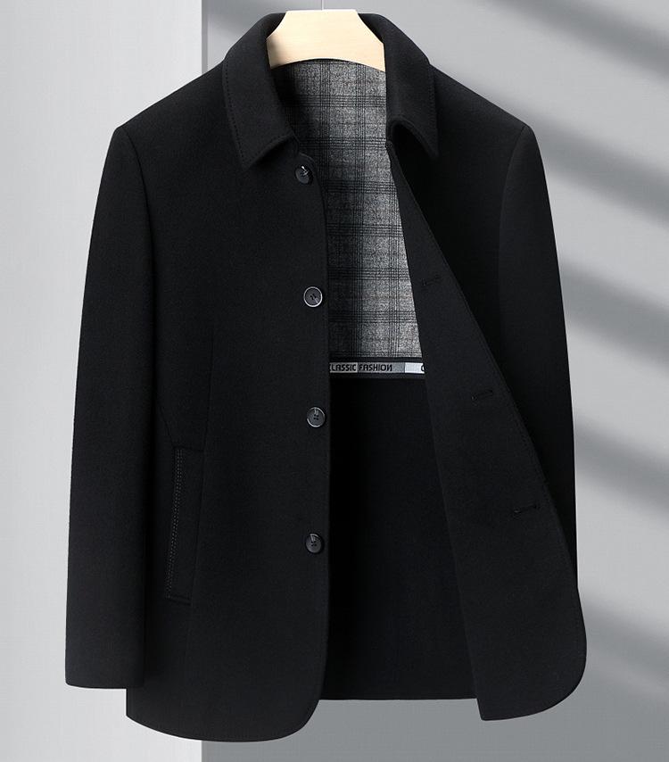 Men’s Double-Sided Wool Coat: Slim Fit, Cashmere Overcoat, Business Style for Autumn/Winter.