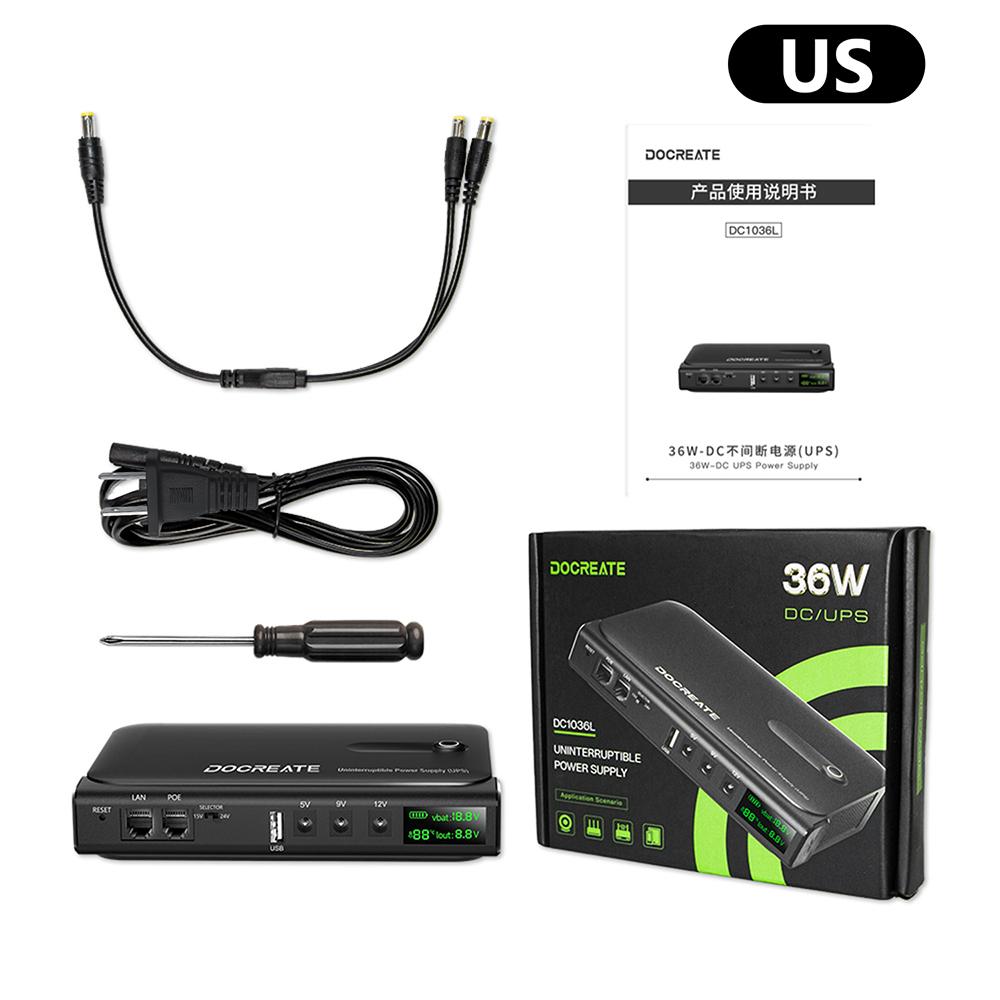 DC1036L 36W Digital UPS Uninterruptible Power Supply Box 5V/9V/12V/15V/24V Multi-Output for Router Home Devices-without Battery