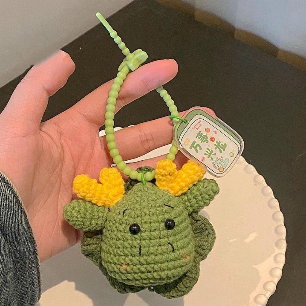 

Знак зодиака Дракон Год Дракона Вязаный брелок Дракон Вязаный мультяшный брелок с животными для детей, девочек и мальчиков зелёный