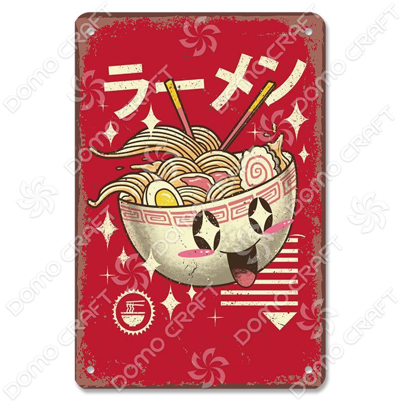 Japon yemekleri posteri Metal plak teneke işareti Vintage Ramen bira Metal plakalar duvar dekoru Bar Pub mutfak ev