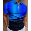 Men'S Polo Shirt Men'S Casual Short Sleeve Lapel T-Shirt 3D Printed Short Sleeve Zipper Polo