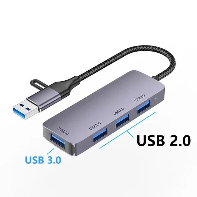 

4 Ports USB HUB Concentrator 3.0 2.0 Adapter 5Gbps High Speed Type C Multi Splitter for Lenovo Macbook Pro Computer Accessories