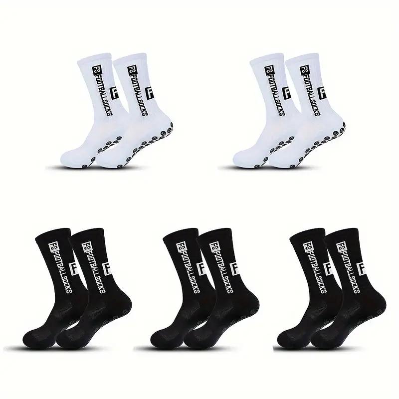 5 Pairs Non-slip Football Socks Breathable Wear-resistant Outdoor Sports Socks For Soccer, Rugby, Basketball, Running