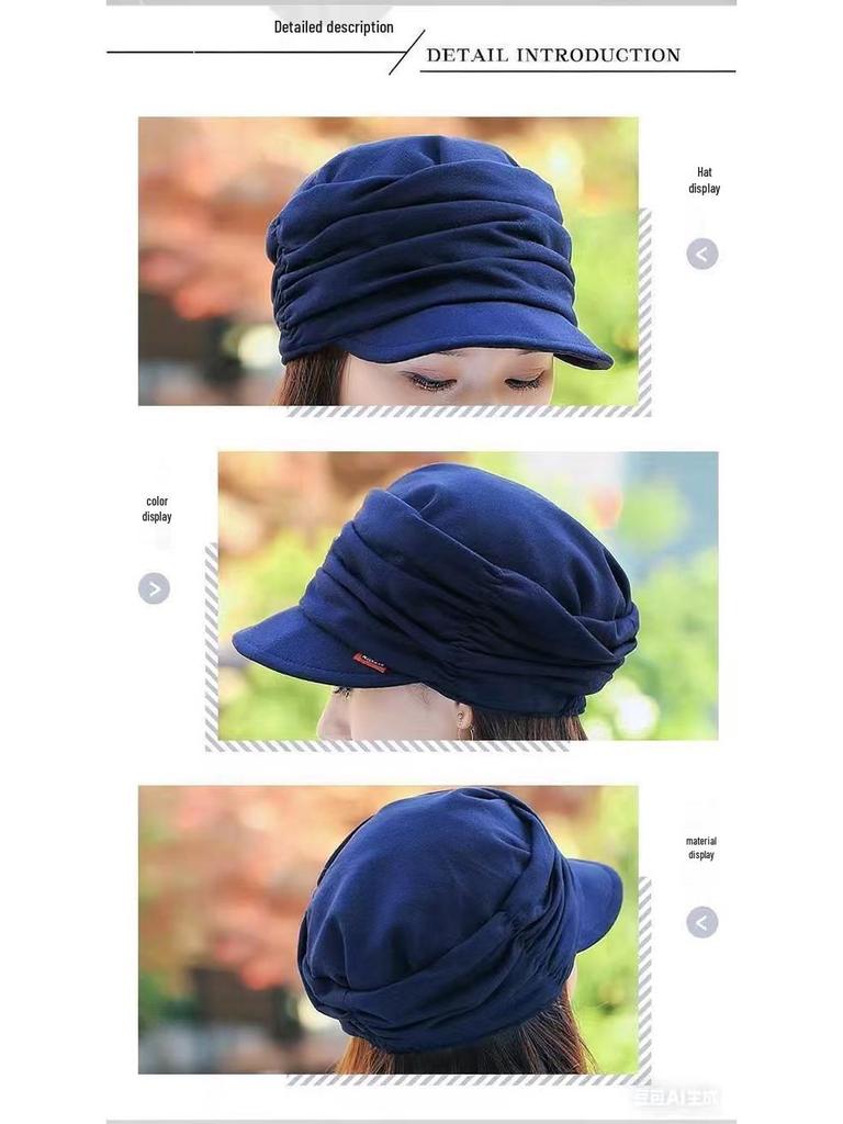 Korean Style Pullover Baseball Cap: Autumn/Winter Warm, Fashionable Pleated, Outdoor Flat Top Knitted Hat