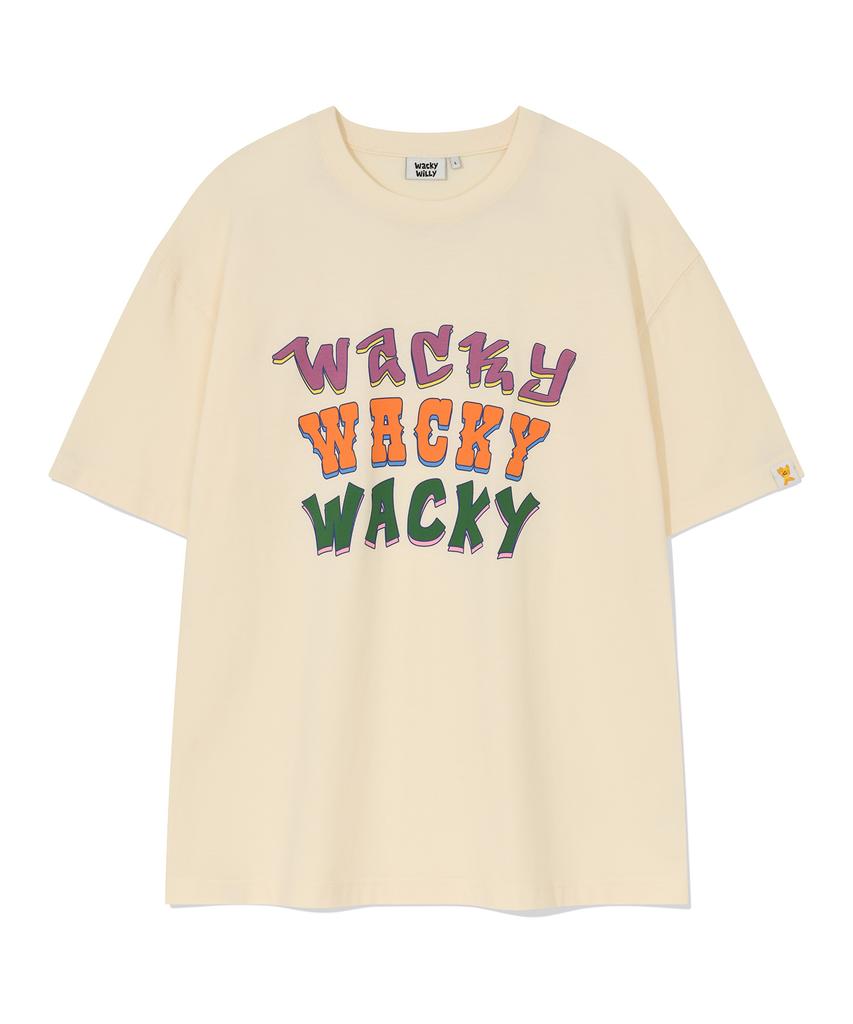 Wacky Willy Multi-Typo Short Sleeve T-Shirt Cream