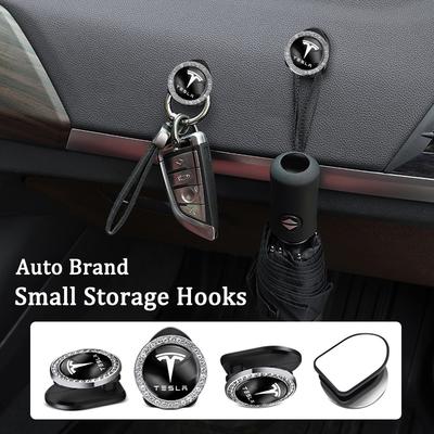 2 Stück Metall Auto Kleine Haken Kleiderbügel Organizer Zubehör für Model 3 Highland 2023 Model S Model X