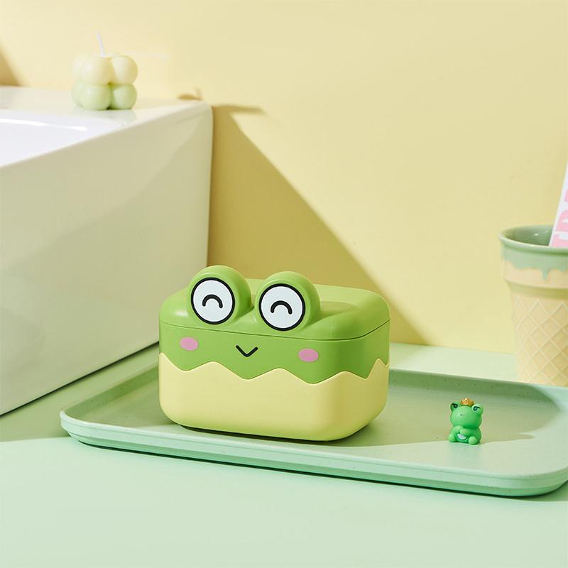 Drain Soap Box Cute Frog Shape Portable Plastic Animal Box Non-Slip Bathroom Home Decoration Pp Material Shower Holder