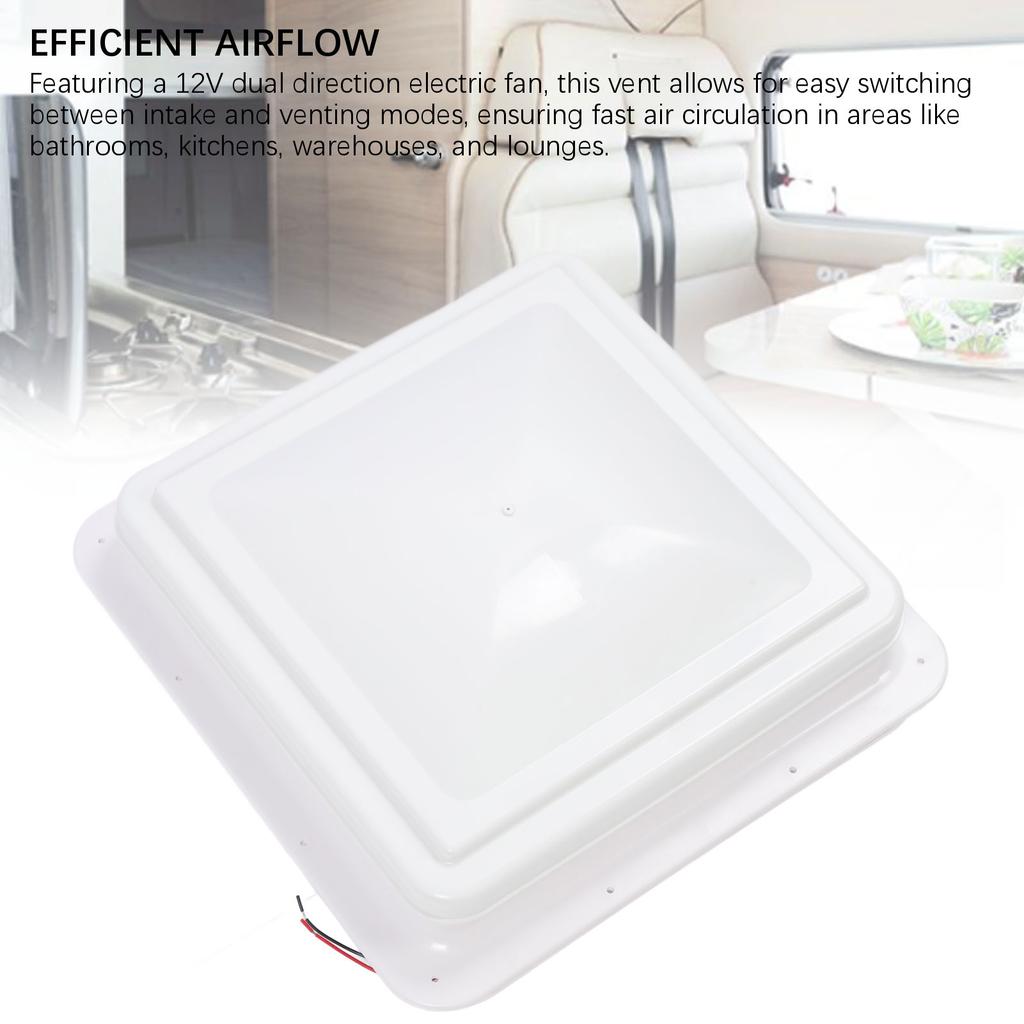 13.39 X 13.39 In RV Roof Vent with Fly Screen and Support Rod Tight Sealing Water Resistant Motorhome Ceiling Vent Fan