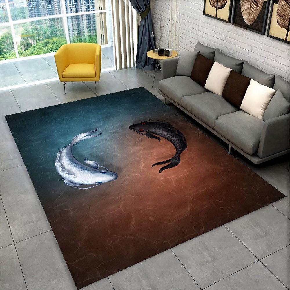 

Modern Simple Living Room Carpet Polar Bear Art Pattern Dark Blue Large Rug Scandinavian Ins Style Home Decoration 120X160CM(3.9X5.3FT