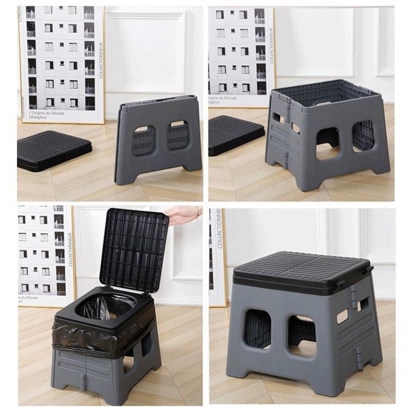 Camping Folding Toilet Movable Car Toilet Bucket Car Emergency Self-Driving Travel Portable Outdoor Toilet Portable Trash Can