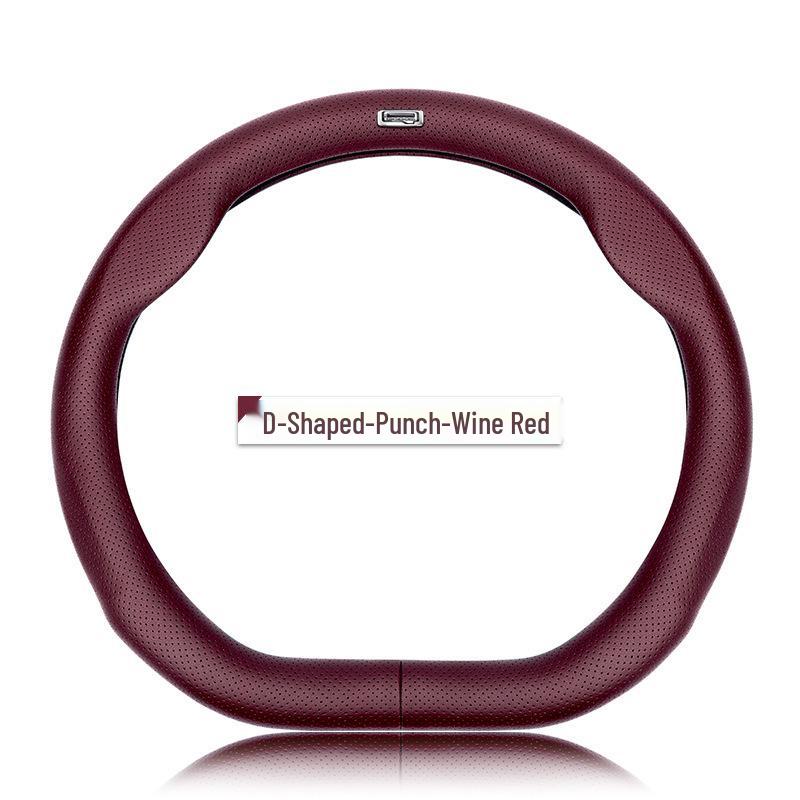 Qoros 7/5 D-Form Echtleder Lenkradbezug, Rutschfest, Ultradünn, Universell für alle Jahreszeiten.