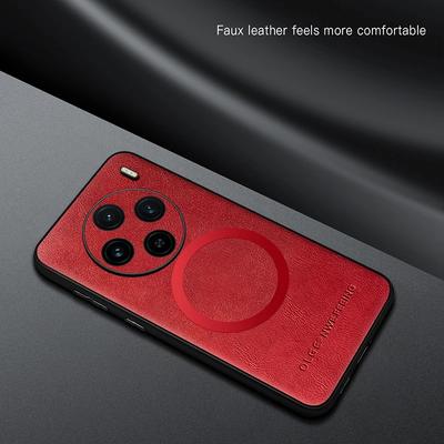 For VIVO X100 X100 Pro PU Leather Magnetic Ring Soft Edge Anti-Drop Anti-Fingerprint Phone Case