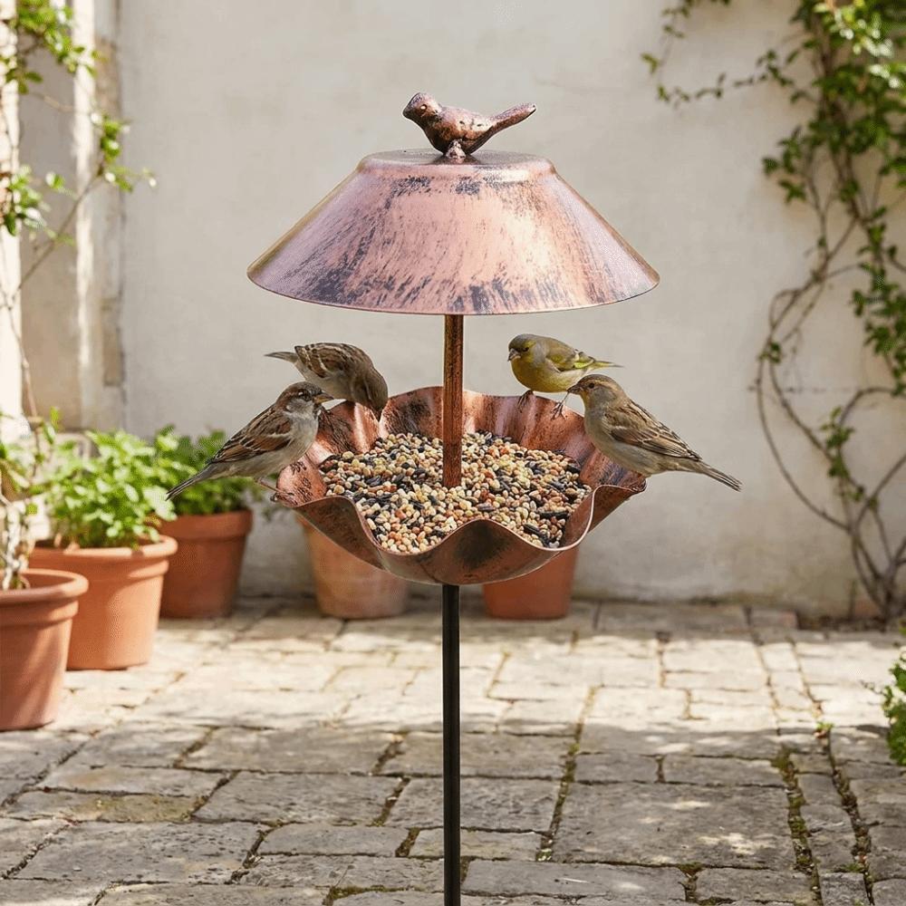 Wavy Curved Petal Bird Feeding Station Large Capacity Garden Bird Basin Garden Ornament