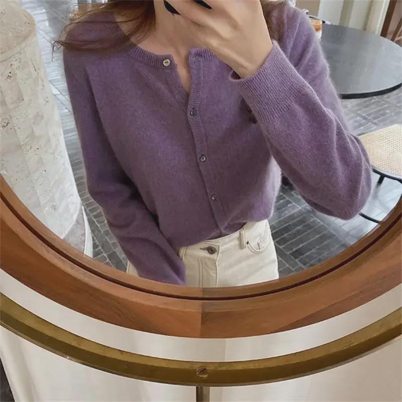 Core-Spun Sand Knit Cardigan: Layered, Loose-Fit Sweater Coat, Korean and Western Style Women's Top.
