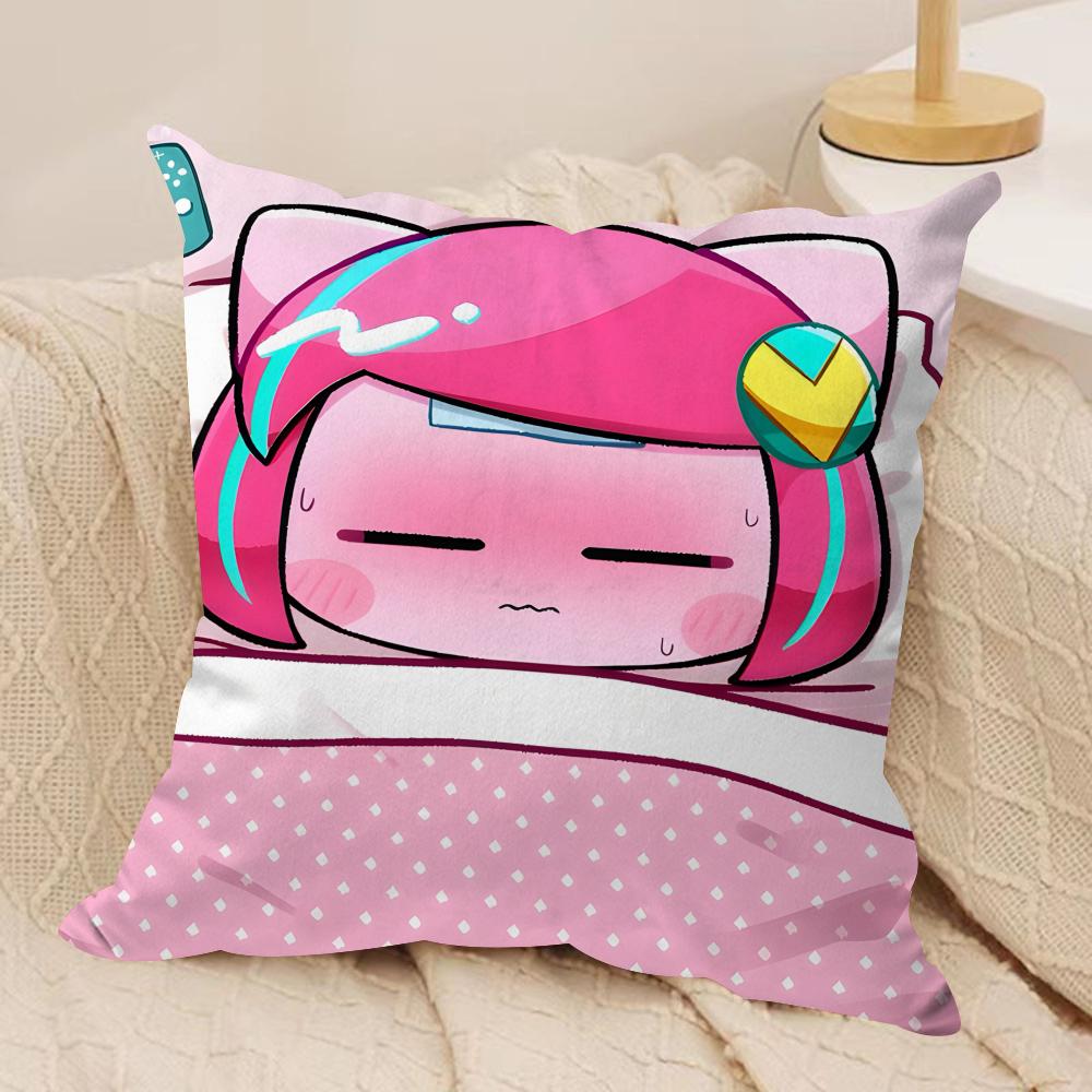 Cute P-Pepoyo Artist Producer Cushion Cover Silky Short Plush Invisible Zipper Dustproof Sofa Pillow Case For Home Decor