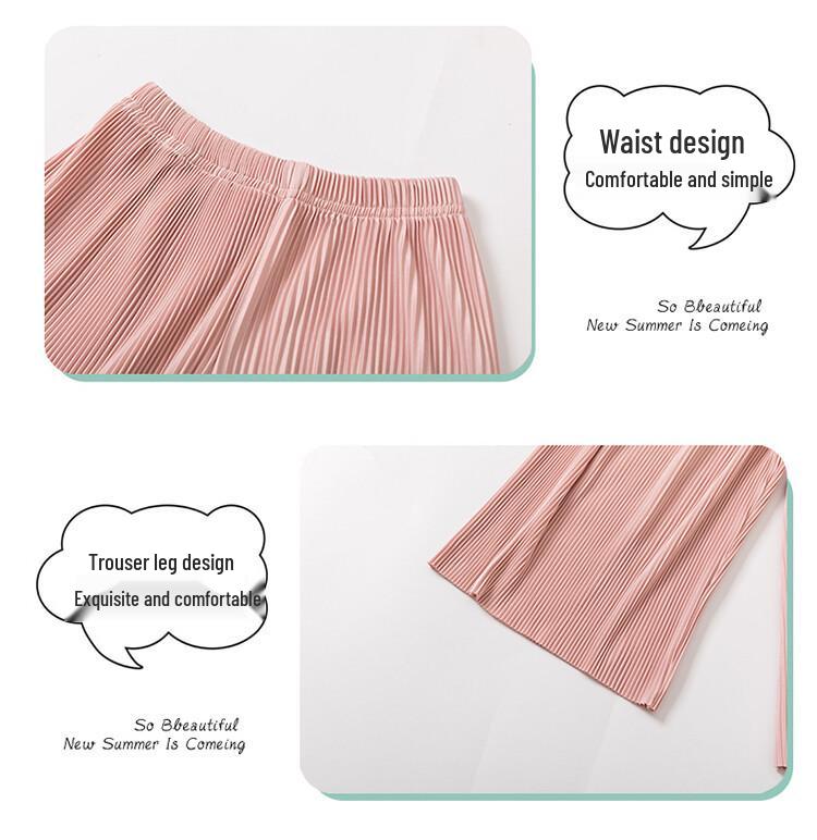 Summer 2023 Girls' Fashionable Casual Two-Piece Set: Vest Dress & Wide-Leg Pants