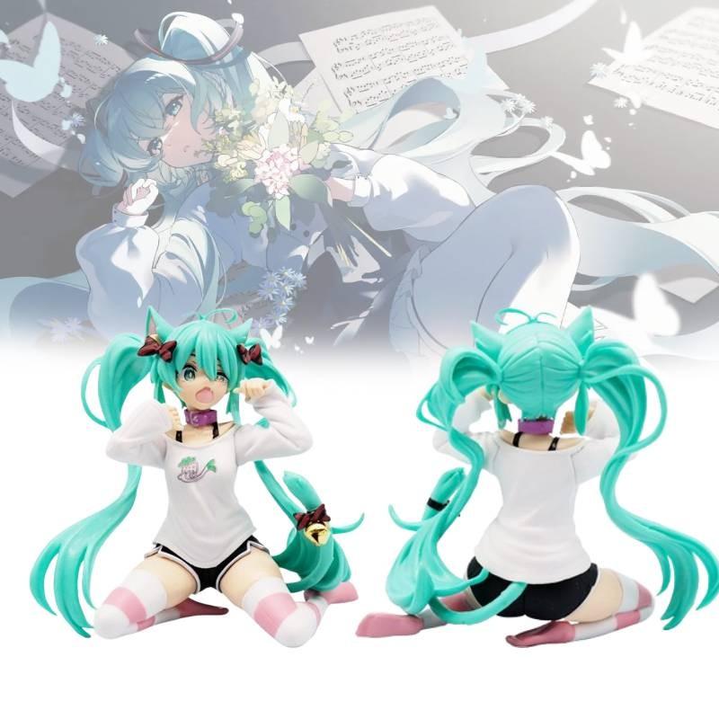 Hatsune Miku Figure Model Toy Cute Cat Ears Sitting Table Decoration Doll Figure