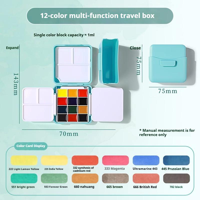 Travel Paint Palette Pocket Artist Watercolor Set Schmincke 12/24Colors Portable Watercolor Paint Box Sketchbook Set for Student