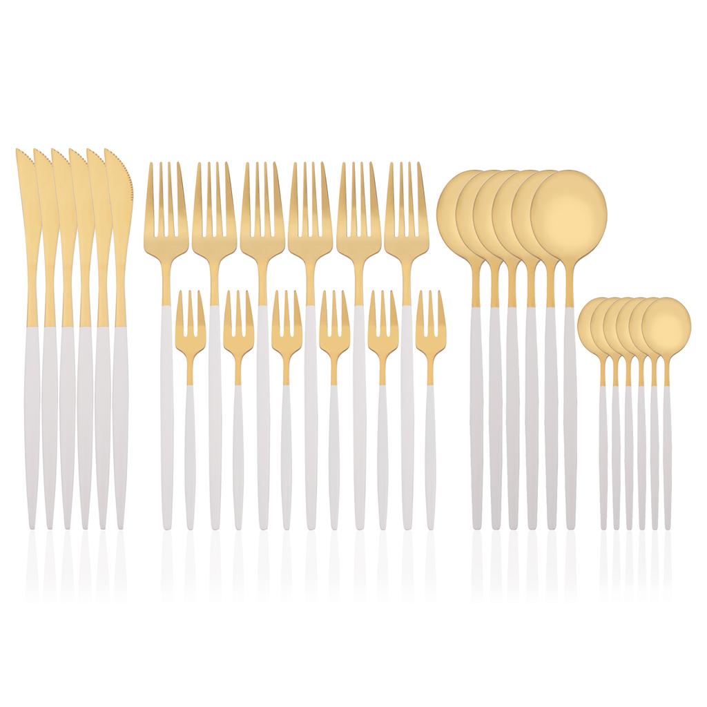 Sada příborů 30 ks Sada příborů pro 6 duhových barev Sada příborů z nerezové oceli Nůž Vidlička Lžíce Sada nádobí Sada rodinného nádobí