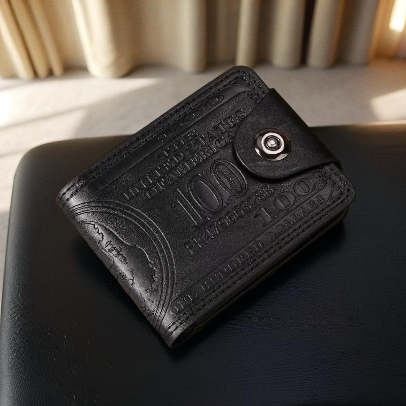 

Men s European & American Style Bi-fold Leather Wallet with Money Clip and Multi-Card Slots чёрный