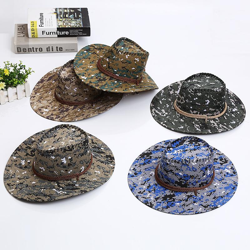 Men'S Hat Summer Sun Protection Big Edge Sun Hat Camouflage Cowboy Hat Outdoor Travel Sun Hat Casual Fishing Hat