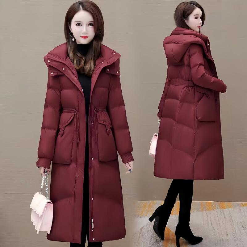 Official winter new down jacket women's medium and long white duck down thickened waist slim and thin coat