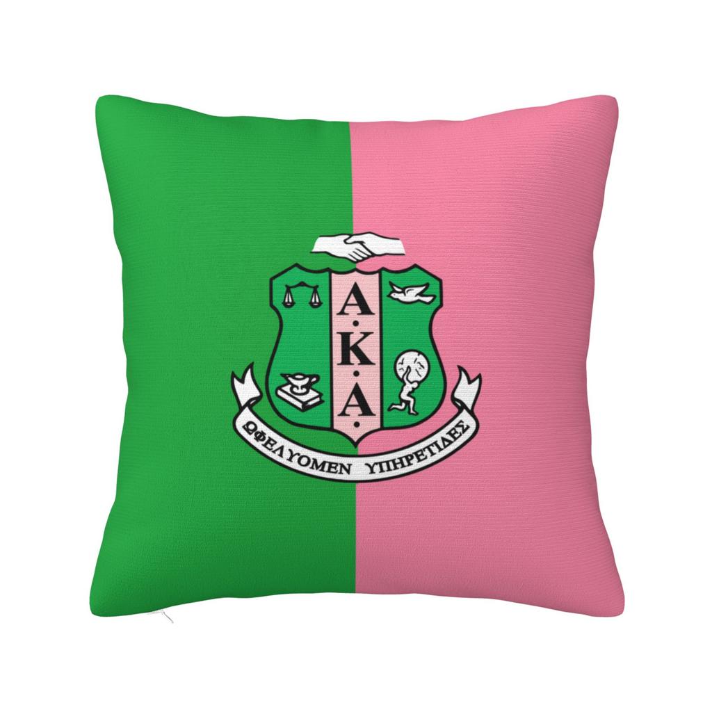 AKA Sorority Print Kissenbezug Weicher Gemütlicher Quadratischer Kissenbezug für Zuhause Sofa Bett Auto Dekoration Kissenhülle 18x18 Zoll