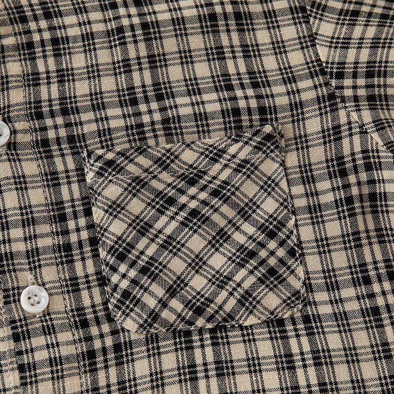 Children's Clothing Summer Boys' Stand Collar Short Sleeve Plaid Shirt Kids Casual Pocket Shirt Baby Boys' Half Sleeve Tops