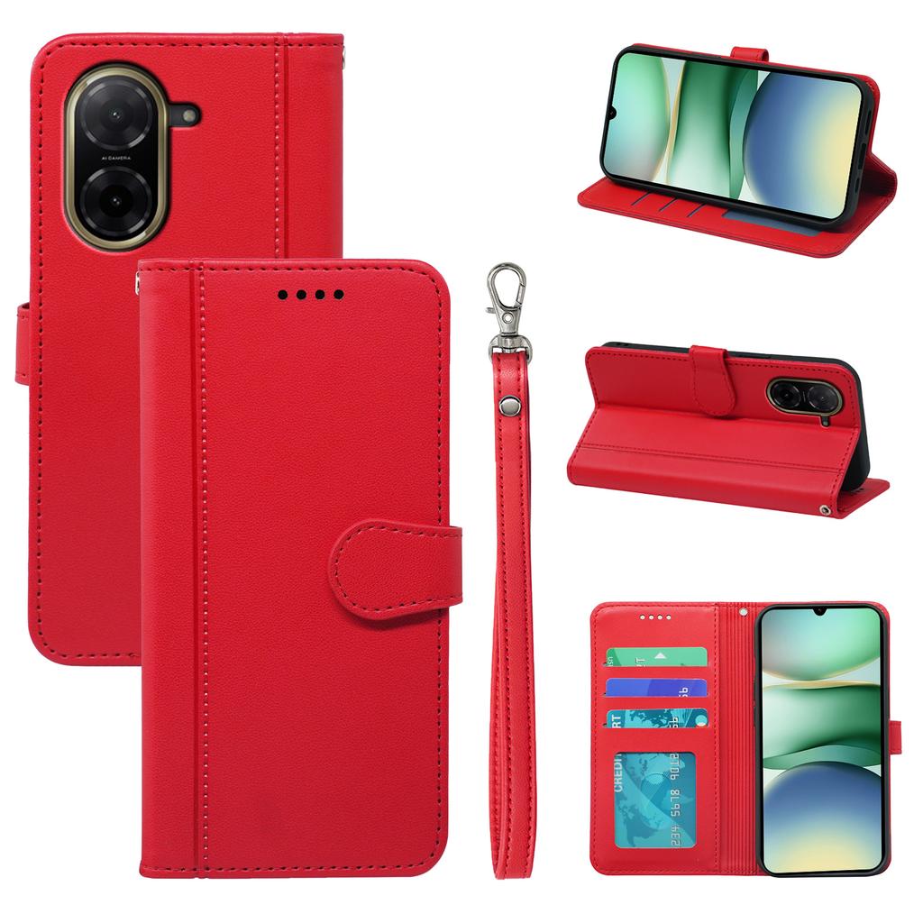 For Xiaomi Redmi A5 4G (171.7mm)/Poco C71 4G Wallet Case Magnetic Snap Leather Phone Cover with Strap