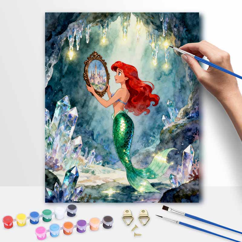 Disney mermaid digital oil painting diy oil painting hand painting living room bedroom decoration painting 20x30cm