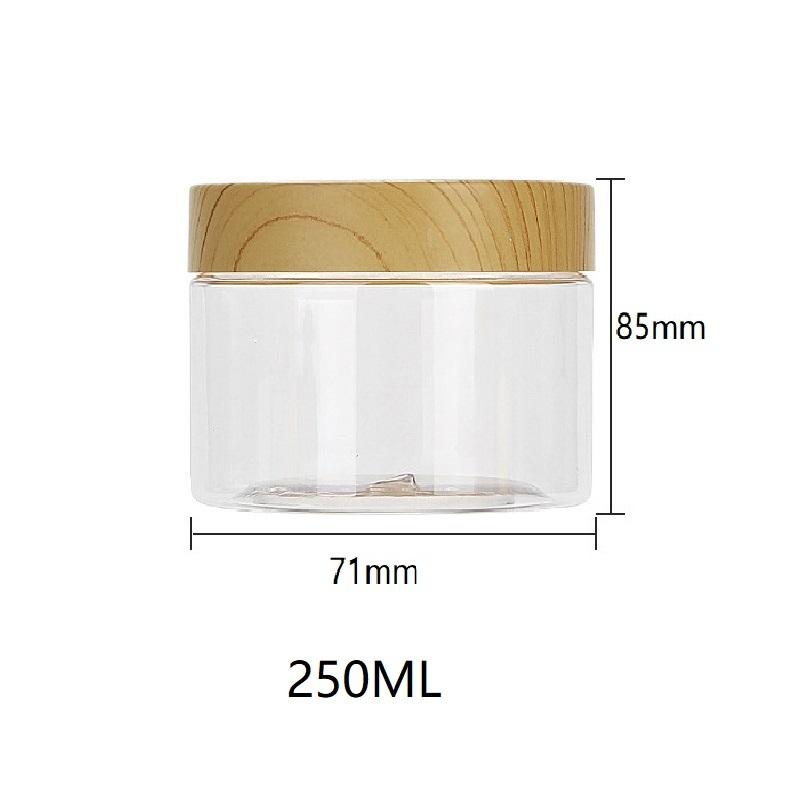 Plastic Empty Clear Jars Containers Imitation Wood Texture Bottle Seasoning Lids Jar Home 30Ml-300Ml 250ML