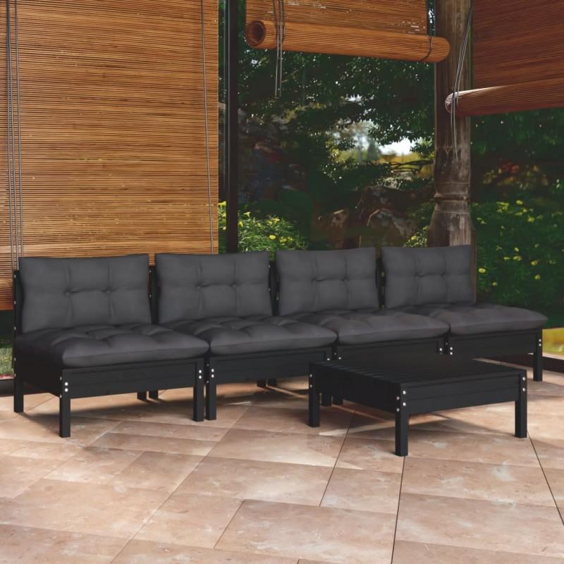 Day and Night - Day and Night Garden Furniture 5 Pieces with Anthracite Pine Wood Cushions