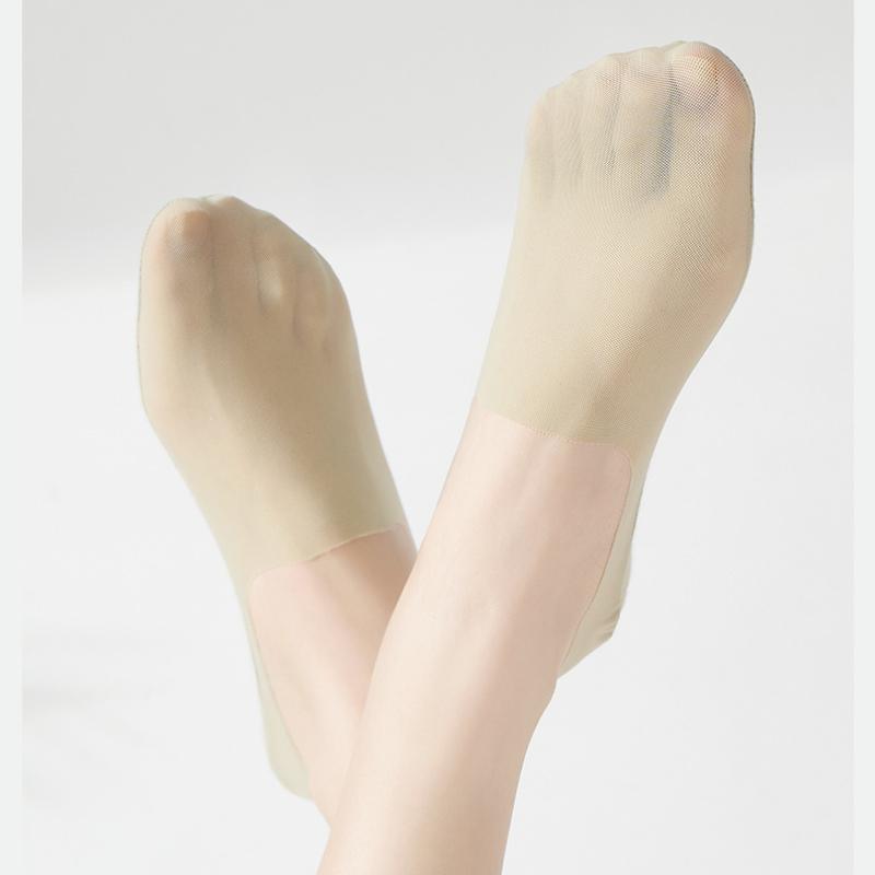3 Pairs Women's Summer Silicone Anti Slip Socks Invisible Low Cut Boat Socks Solid Color Breathable Sock