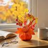 Rustic Autumn Floral Arrangement Fall Artificial Pumpkin Table Centerpiece, Fake Decoration with Sunflowers, Halloween Party Ornament Maple